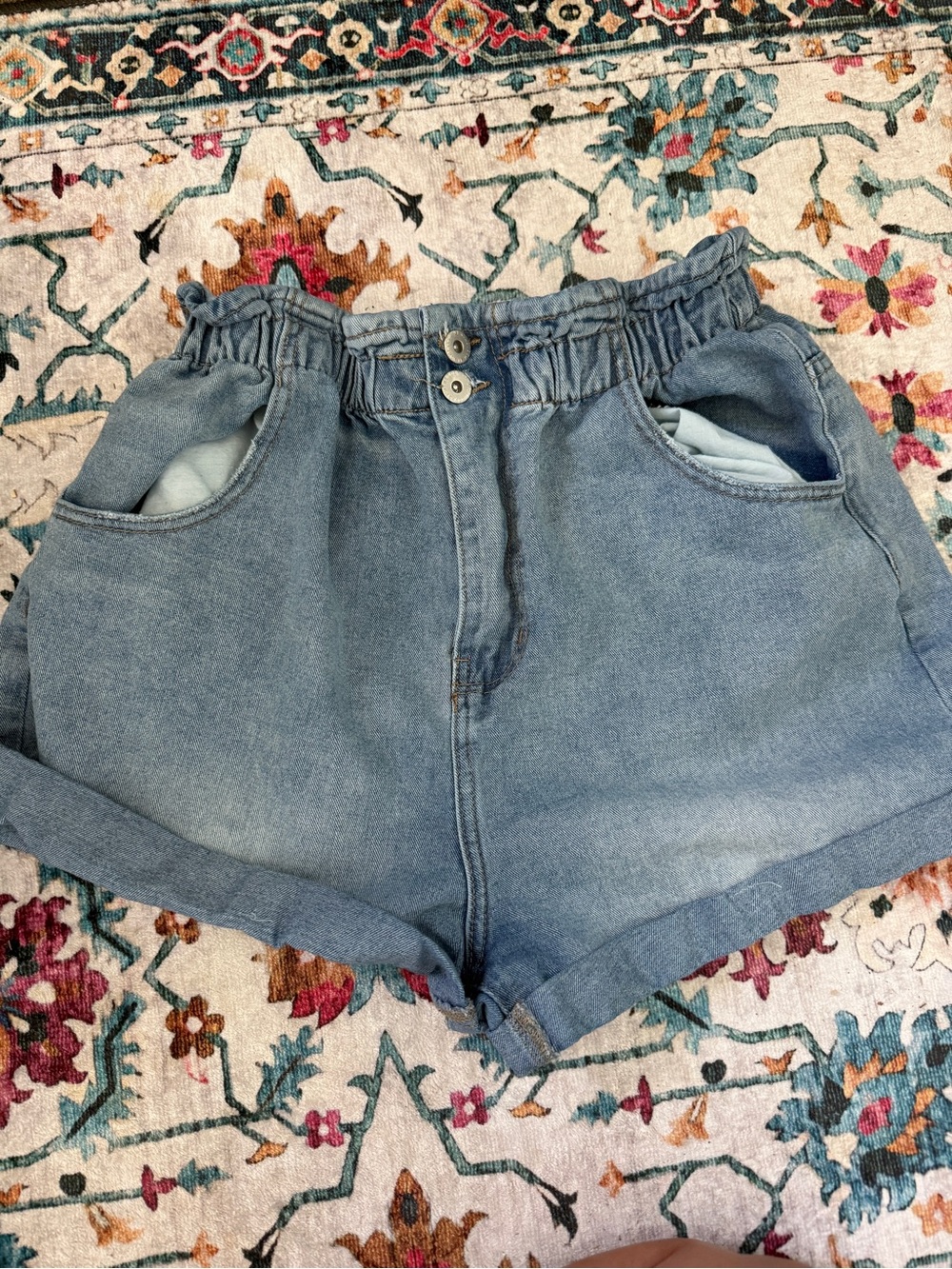 Cotton On Paperbag Denim Shorts High Rise Comfy Fit Blue Women Size 12